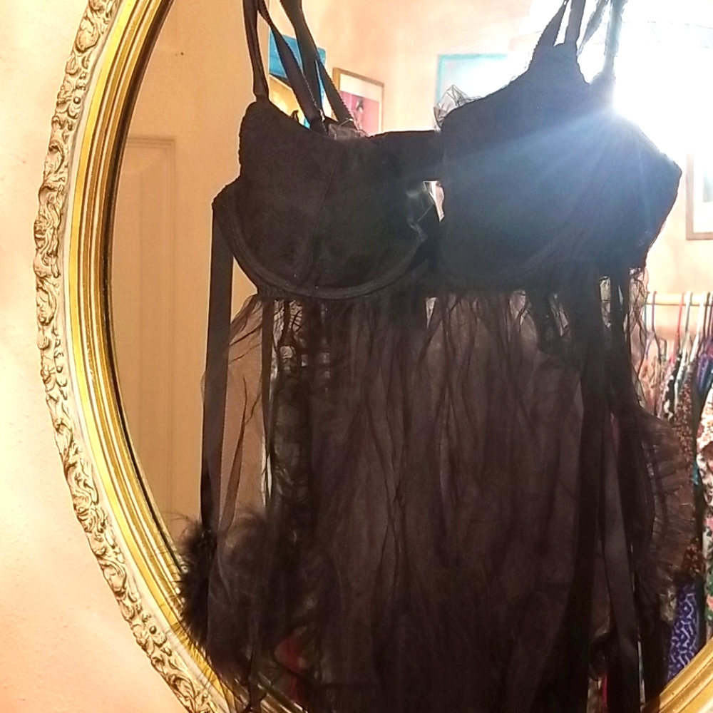 Sexy black lingerie nightie